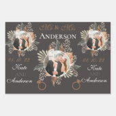 Elegant Bride & Groom Foto/Naam Drie Kleur Inpakpapier Vel (Voorkant 2)