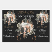 Elegant Bride & Groom Foto/Naam Drie Kleur Inpakpapier Vel (Voorkant)