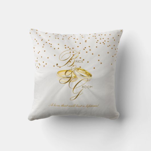 Elegant Bride & Groom Keepslag | Personaliseren Kussen (Achterkant)