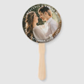 Elegant Bride Groom Modern Foto Name Date Weddensc Handwaaier (Achterkant)