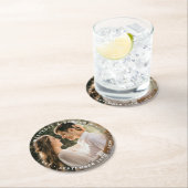 Elegant Bride Groom Modern Foto Name Date Weddensc Ronde Kartonnen Onderzetter (Insitu)