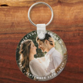 Elegant Bride Groom Modern Foto Name Date Weddensc Sleutelhanger (Voorkant)