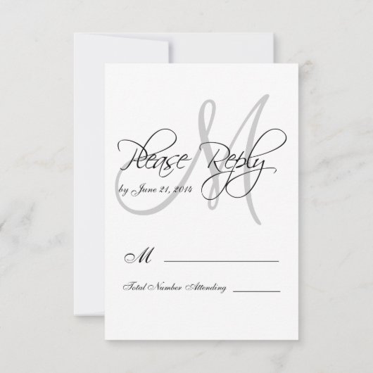 Elegant Bride Groom Monogram RSVP-kaarten RSVP Kaartje (Achterkant)