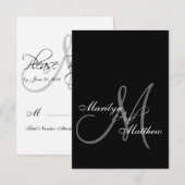 Elegant Bride Groom Monogram RSVP-kaarten RSVP Kaartje (Voorkant / Achterkant)