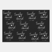 Elegant Bride Groom Names Black Blue White Weddens Inpakpapier Vel (Voorkant)