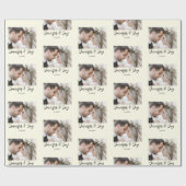 Elegant Bride & Groom Names & foto Weddenschap Cadeaupapier (Vlak)