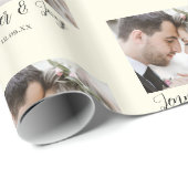 Elegant Bride & Groom Names & foto Weddenschap Cadeaupapier (Rol Hoek)