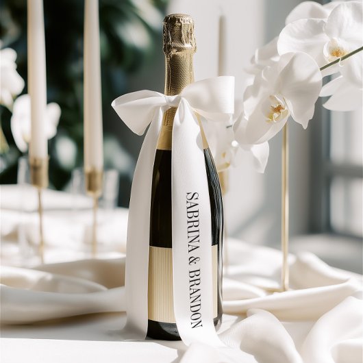 Elegant Bride & Groom Names Single Inscription Satijnen Lint