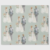 Elegant Bride & Groom Waterverf Gift Cadeaupapier (Vlak)