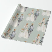 Elegant Bride & Groom Waterverf Gift Cadeaupapier (Uitgerold)