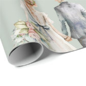 Elegant Bride & Groom Waterverf Gift Cadeaupapier (Rol Hoek)