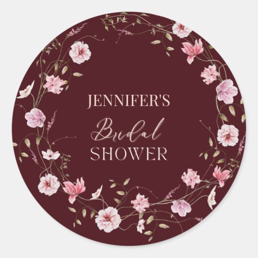 Elegant Bride in Bloom bruidsfeest Stickers (Voorkant)