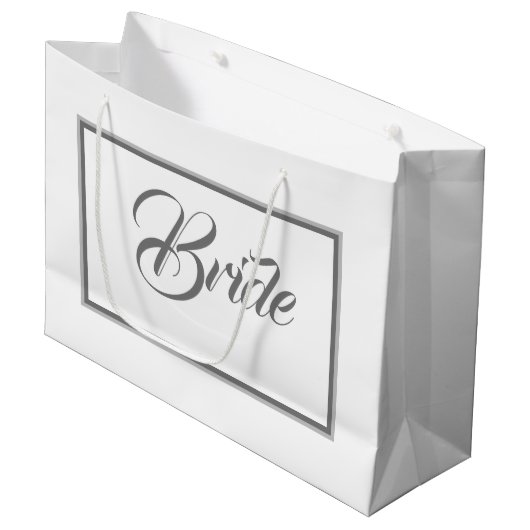 Elegant Bride in White en Grey Large Gift Bag Groot Cadeauzakje (Voorkant Gekanteld)