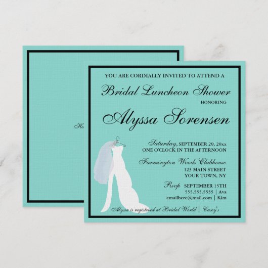 Elegant Bride komt hier voor de Bride Shower Party (Voorkant / Achterkant)