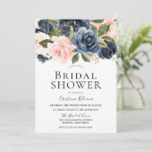 Elegant Bride Navy & Blush Beauful Vrijgezellenfee Kaart (Staand voorkant)