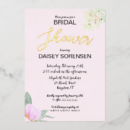 Elegant Bride Pink en Gold Shower Folie Uitnodigin Folie Uitnodiging