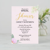 Elegant Bride Pink en Gold Shower Folie Uitnodigin Folie Uitnodiging (Staand Voorkant)