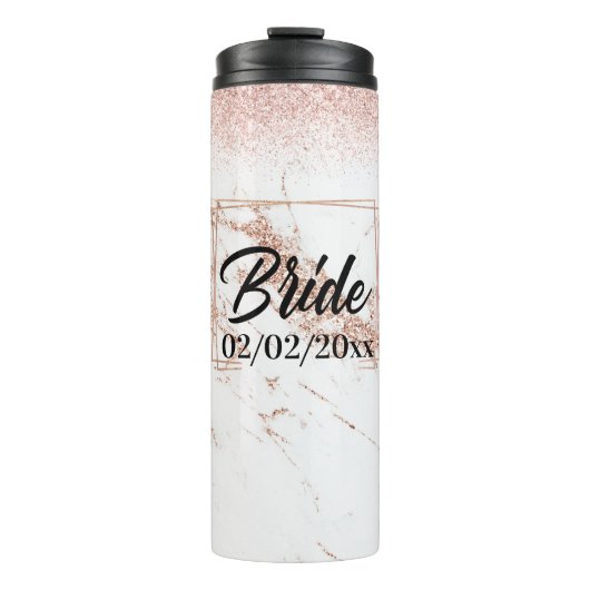 Elegant Bride: Roos Gold Celebration Thermosbeker (Voorkant)