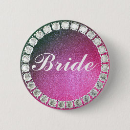 Elegant Bride roze glitter Ronde Button 5,7 Cm