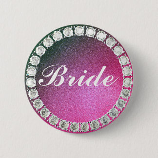 Elegant Bride roze glitter Ronde Button 5,7 Cm