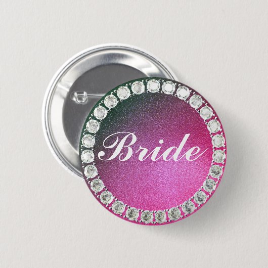 Elegant Bride roze glitter Ronde Button 5,7 Cm (Voorkant /achterkant)