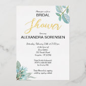 Elegant Bride Sage en Gold Shower Folie Folie Uitnodiging (Voorkant)