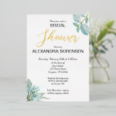 Elegant Bride Sage en Gold Shower Folie Folie Uitnodiging (Staand Voorkant)