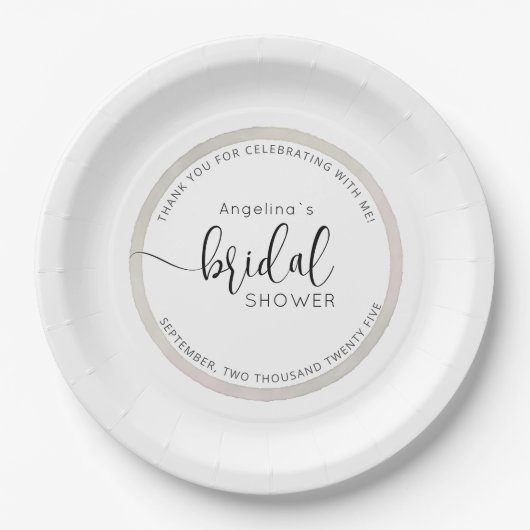 Elegant Bride Shower Paper Plates Papieren Bordje (Voorkant)