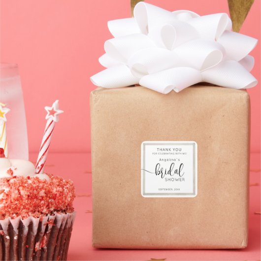 Elegant Bride Shower Square Sticker  (Feest)