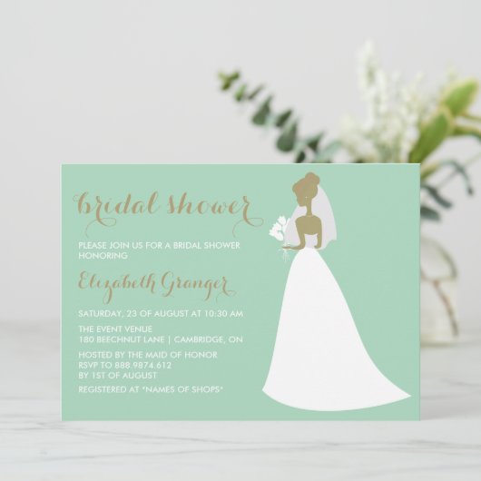Elegant Bride Silhouette Bridal Shower Kaart (Staand voorkant)