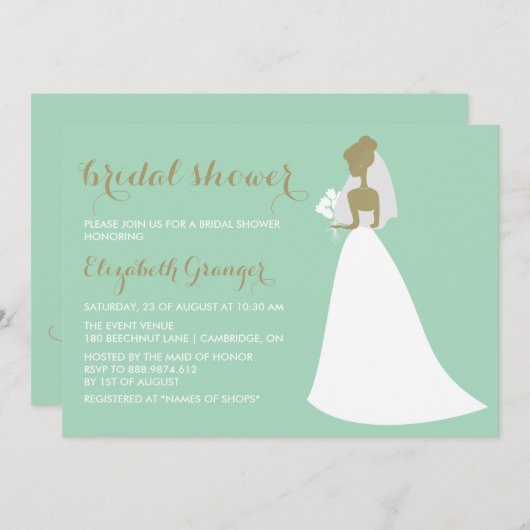 Elegant Bride Silhouette Bridal Shower Kaart (Voorkant / Achterkant)