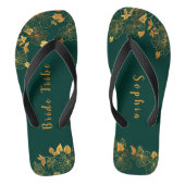 Elegant Bride Tribe Emerald Green & Gold Foliage Teenslippers (Voetbed)