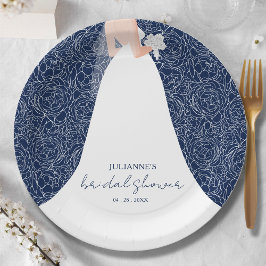 Elegant Bride Vrijgezellenfeest Navy Blue Papieren Bordje