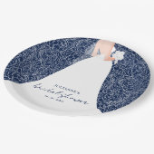 Elegant Bride Vrijgezellenfeest Navy Blue Papieren Bordje (Gekanteld)