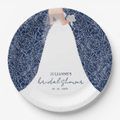 Elegant Bride Vrijgezellenfeest Navy Blue Papieren Bordje (Voorkant)