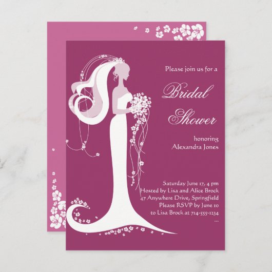 Elegant Bride Vrijgezellenfeest Party Invitation 3 Uitnodiging Briefkaart (Voorkant / Achterkant)