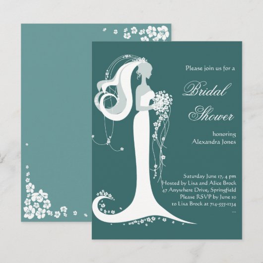 Elegant Bride Vrijgezellenfeest Party Invitation Uitnodiging Briefkaart (Voorkant / Achterkant)