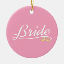 Elegant Bride Wedding Calligraphy Ceramic Ornament