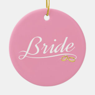 Elegant Bride Wedding Calligraphy Ceramic Ornament
