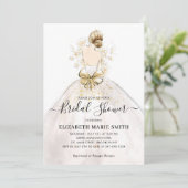 Elegant Bride Wedding Gown Vrijgezellenfeest Kaart (Staand voorkant)