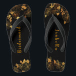 Elegant Bridesmaid Black & Gold Foliage Patroon Teenslippers<br><div class="desc">Deze elegante bruidzwarte en goudbladerpatroon teenslippers vormen een luxueus zwart en goudpalet, met een verbluffend gouden bloeipatroon en een moderne typografie tegen een zwarte achtergrond, zonder elegantie en verfijning. Het is een mooi cadeau voor je bruidfeestje. Uitzicht het collectie op deze pagina om overeenkomende objecten te vinden. ♥ deze met...</div>