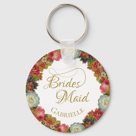Elegant Bridesmaid Favor  Autumn Floral Sleutelhanger (Voorkant)