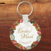 Elegant Bridesmaid Favor  Autumn Floral Sleutelhanger (Voorkant)