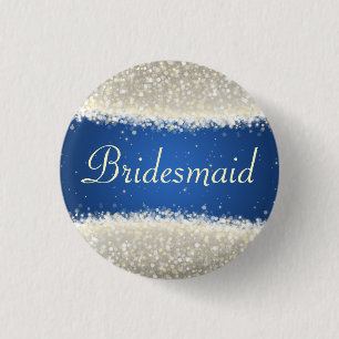 Elegant Bridesmaid Favor Dazzling Sparkles Blue Ronde Button 3,2 Cm