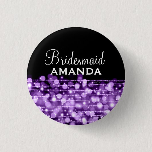Elegant Bridesmaid Favor Party Sparkles Paars Ronde Button 3,2 Cm (Voorkant)