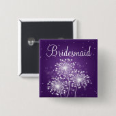 Elegant Bridesmaid Favor Summer Sparkle Paars Vierkante Button 5,1 Cm (Voorkant /achterkant)