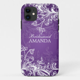 Elegant Bridesmaid Favor  Swirls Paars Case-Mate iPhone Case