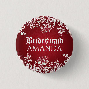 Elegant Bridesmaid Favor Victoriaans Vlaams Rood Ronde Button 3,2 Cm