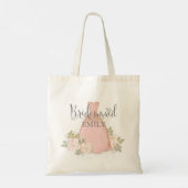 Elegant Bridesmaid Minimalist Blush Pink Floral Tote Bag (Achterkant)