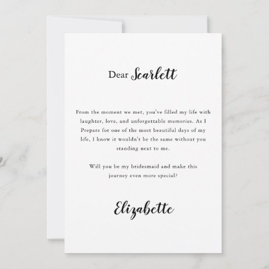 Elegant Bridesmaid Proposal Photo Card Kaart (Achterkant)